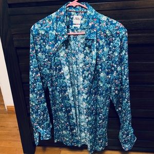 Zara floral button up long sleeve shirt Size L